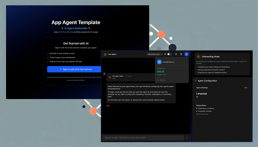 App Agent Template Screenshot - showing the four-mode architecture interface