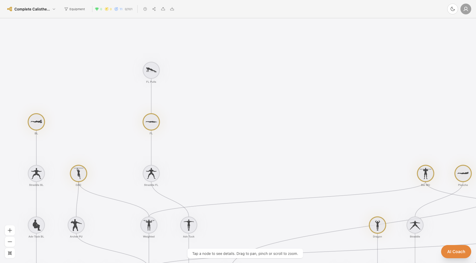 Calisthenics Tree - Interactive Skill Tree Screenshot